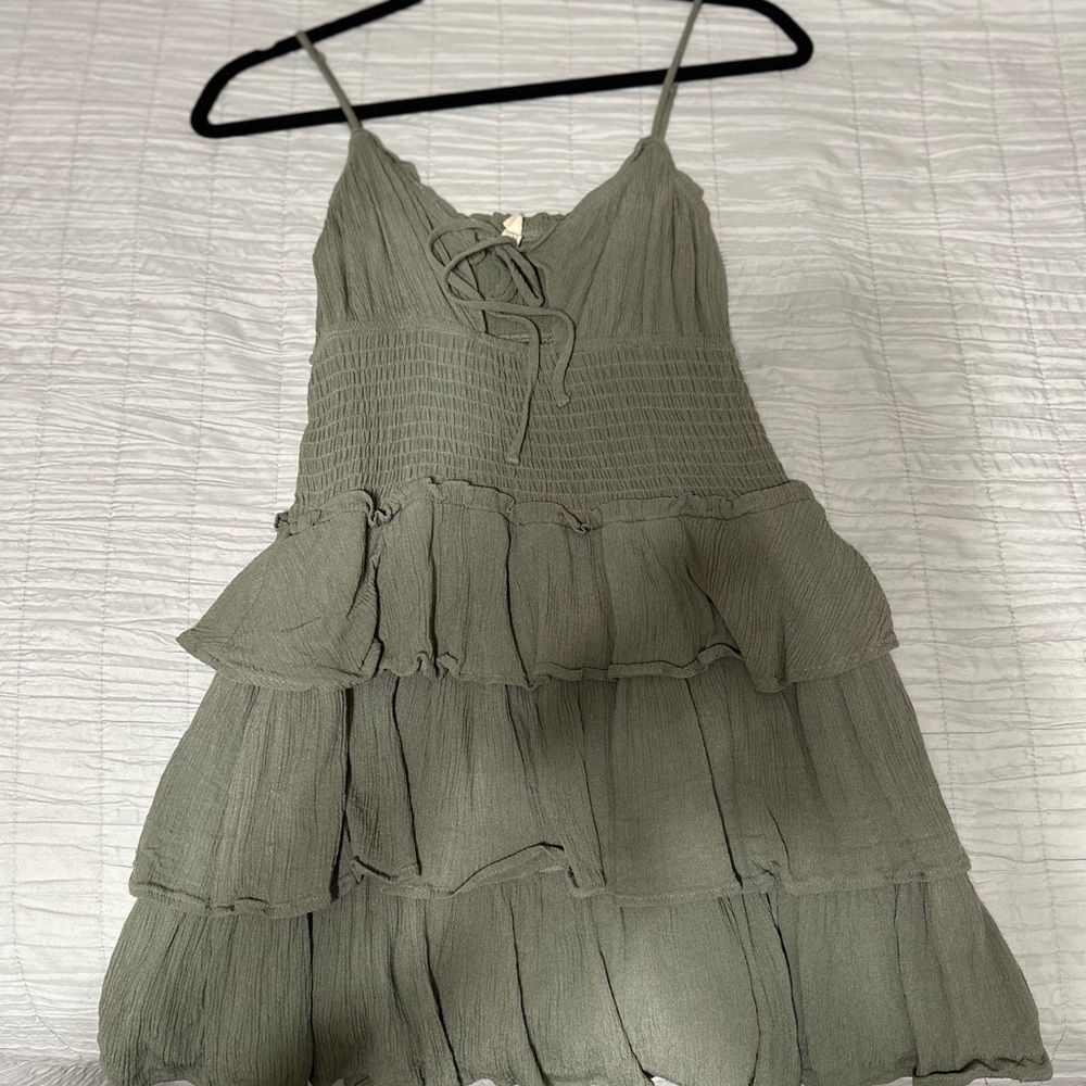 Olive Green Tiered Sundress